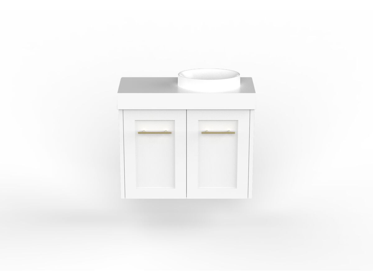 Kado Lux Petite Vanity Unit Wall Hung 600 Right Bowl Statement Top (Basin Included)
