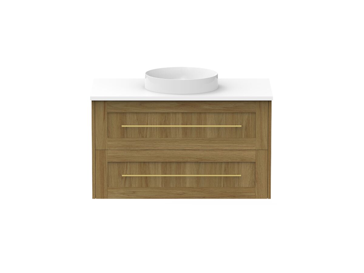 Kado Lux 900mm All Drawer Wall Hung Vanity Unit Caesarstone Centre Bowl
