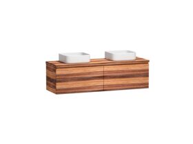 Kado Arc Timber All Drw 1500mm Double Bowl Vanity Unit Timber Top Red Tulip