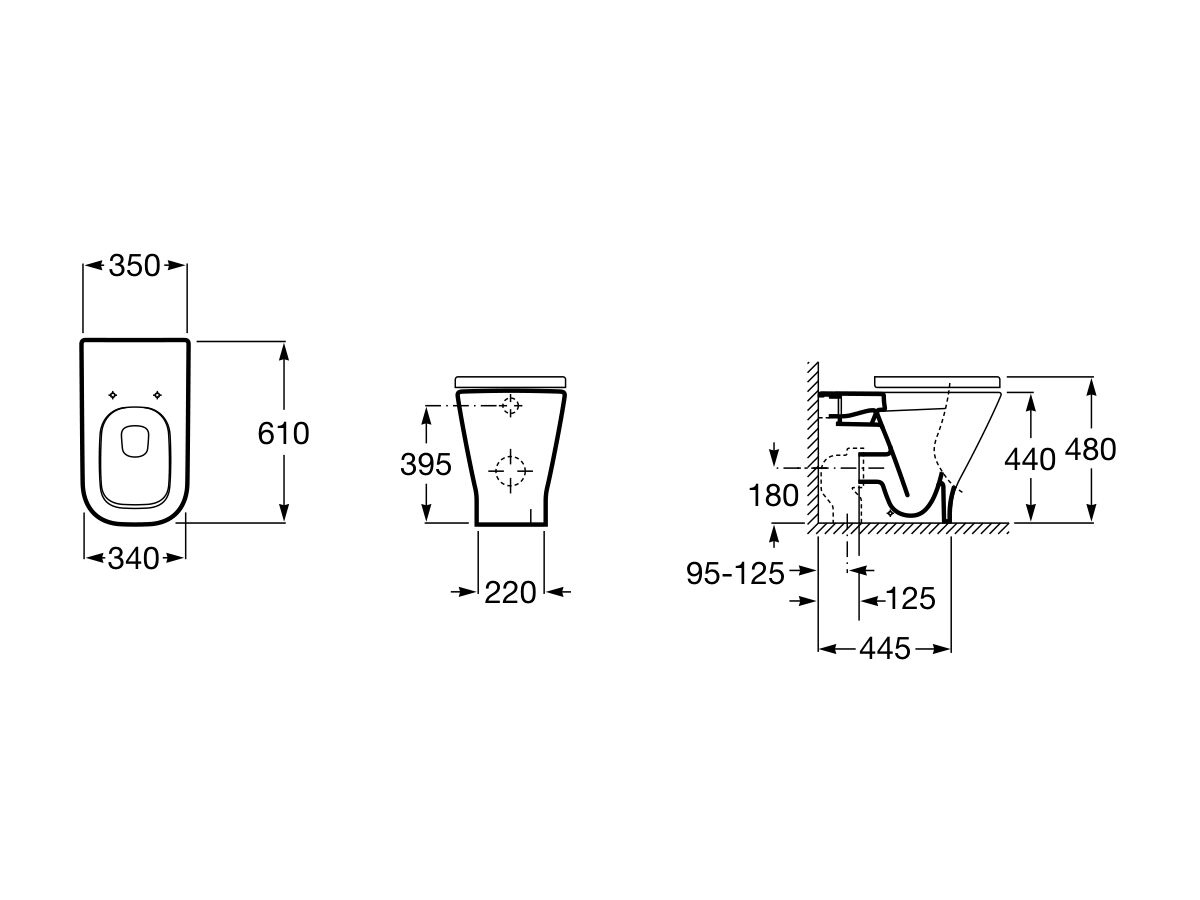 Roca The Gap Back To Wall Comfort Height Pan with Seat White (4 Star
