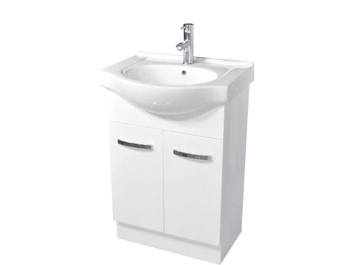 Antonio 600mm Vanity on Kick with 2 Solid Doors and Semi Recessed Basin