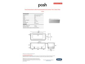Specification Sheet - Posh Domaine Back to Wall Freestanding Bath with Overflow 1700 x 750mm White