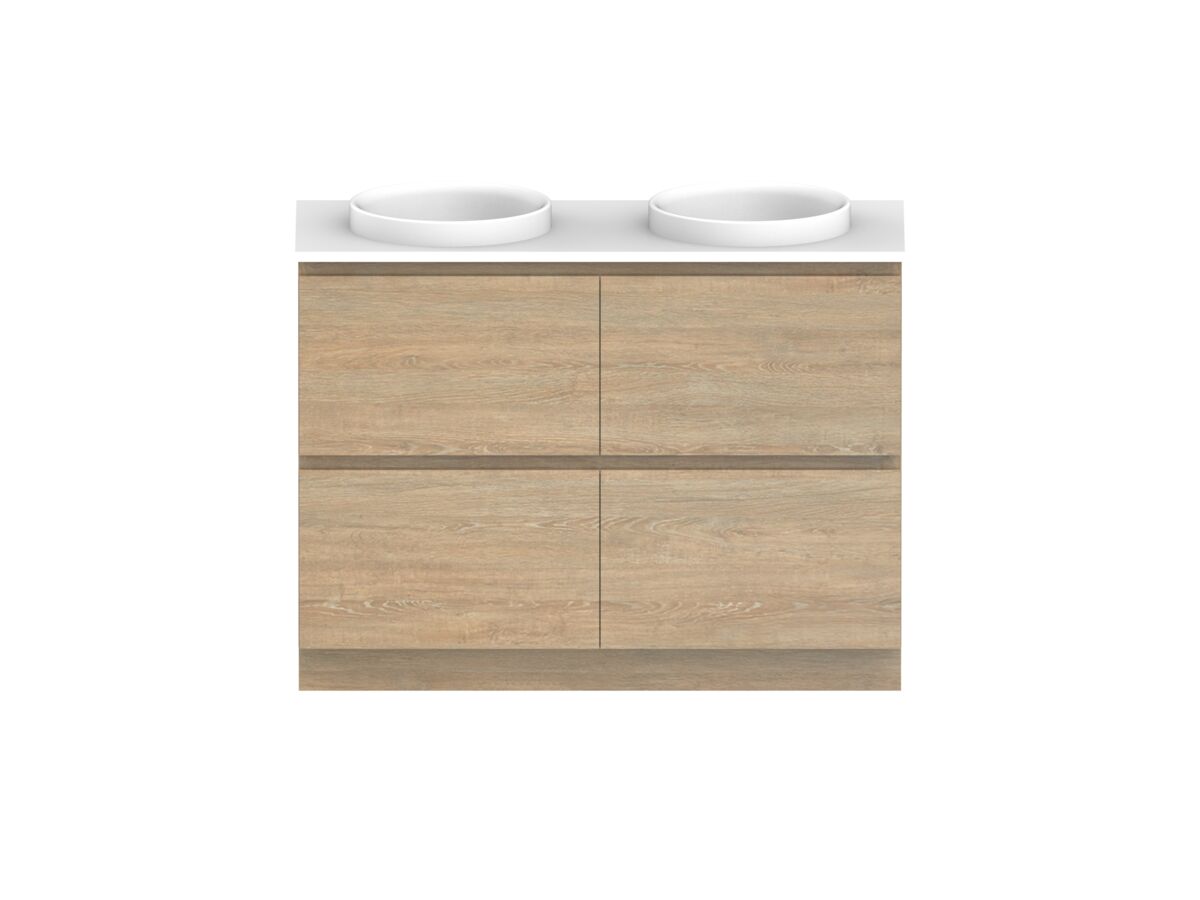 Posh Domaine Plus All-Drawer Twin 1200mm Floor Mounted Vanity Unit Double Bowl Caesarstone Top (No Basin)
