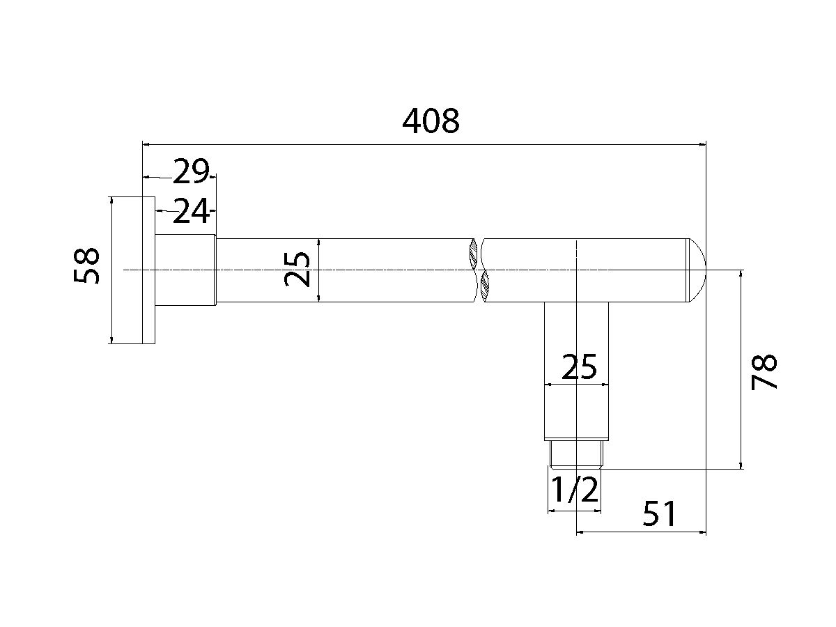 Posh Straight Shower Arm (Flat Flange) Chrome