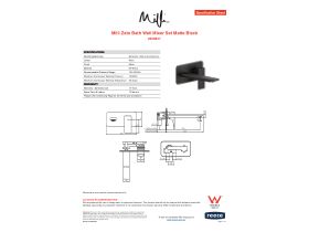 Specification Sheet - Milli Zato Bath Wall Mixer Set Matte Black