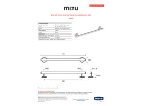 Specification Sheet - Mizu Drift 600mm Grab Rail Straight Brushed Stainless Steel