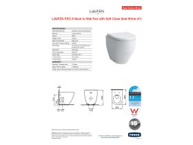 Specification Sheet - LAUFEN Pro A Back to Wall Pan with Soft Close Seat White (4 Star)