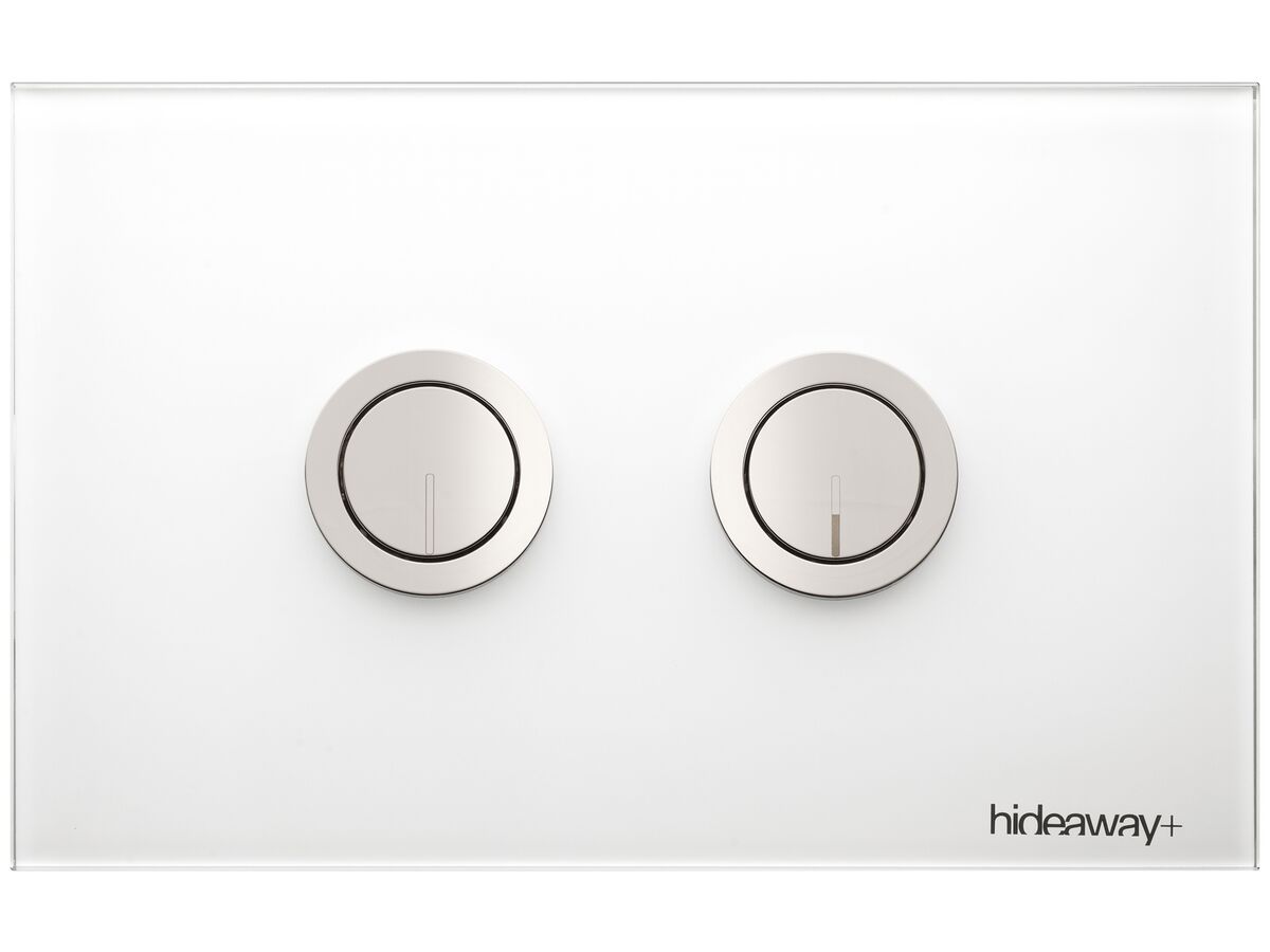 Hideaway+ Round Button Plate Inwall Glass White Chrome