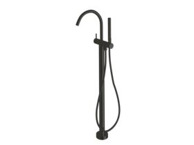 Sussex Scala Floor Mounted Bath Mixer Tap Curved Outlet with Hand Shower Trimset Matte Black (3 star)