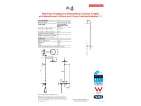 Specification Sheet - Milli Pure Progressive Shower Mixer Tap Column System with Handshower 250mm Right Hand and Cirque Textured Handles (3 Star)