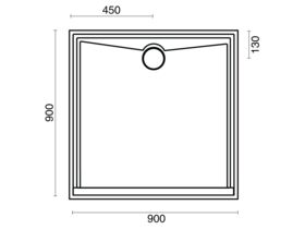 Marbletrend Easy RX Square Shower Base Rear Outlet 900mm White