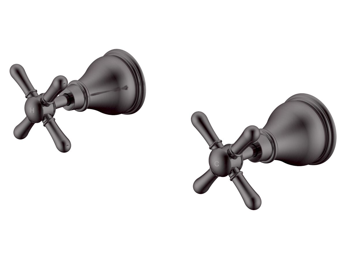 Milli Voir Wall Top Assemblies Cross Handle Brushed Gunmetal