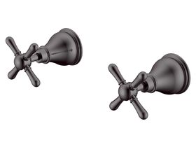 Milli Voir Wall Top Assemblies Cross Handle Brushed Gunmetal