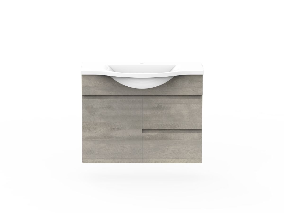 Posh Domaine 900mm Wall Hung Vanity Unit SemiRecessed Centre Bowl Cast
