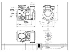 Technical Drawing - Tecumseh Semi Hermetic Compressor SH4550Z