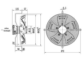 Tecumseh 400mm 1Ph Fan Motor Assembly 7552103