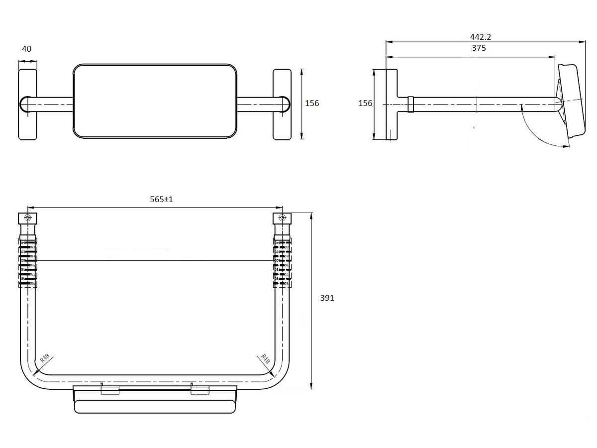 Accessible Toilet Padded Back Rest Straight