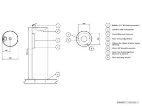 RBA Floor Mounted Drinking Fountain 280 x 915 Stainless Steel