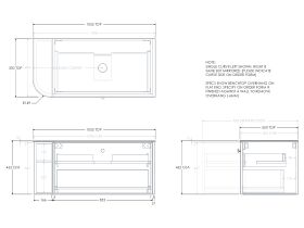 Technical Drawing - Kado Era 12mm Durasein Top Single Curve All Drawer 1050mm Wall Hung Vanity with Center Basin