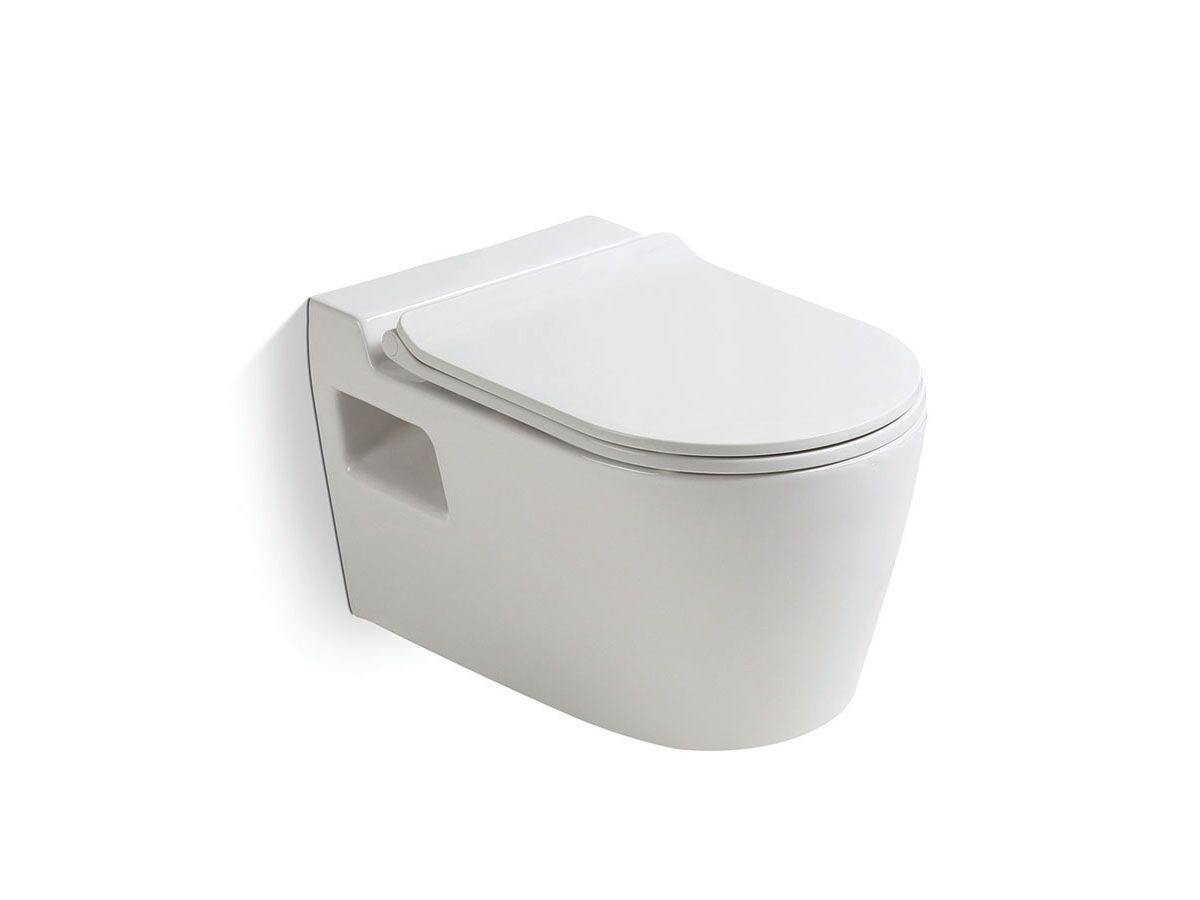 Kado Lux Wall Hung Pan with Soft Close Quick Release Seat Thin White (4 Star)