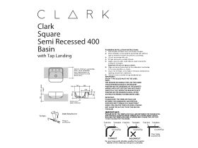 Installation Instructions - Clark Square Semi Recessed Basin with Overflow 1 Taphole 400mm White