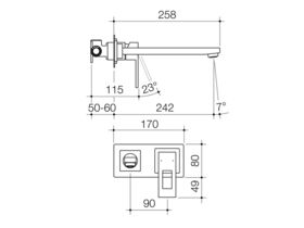 Quatro Wall Bath Mixer Loop 240mm Outlet Chrome