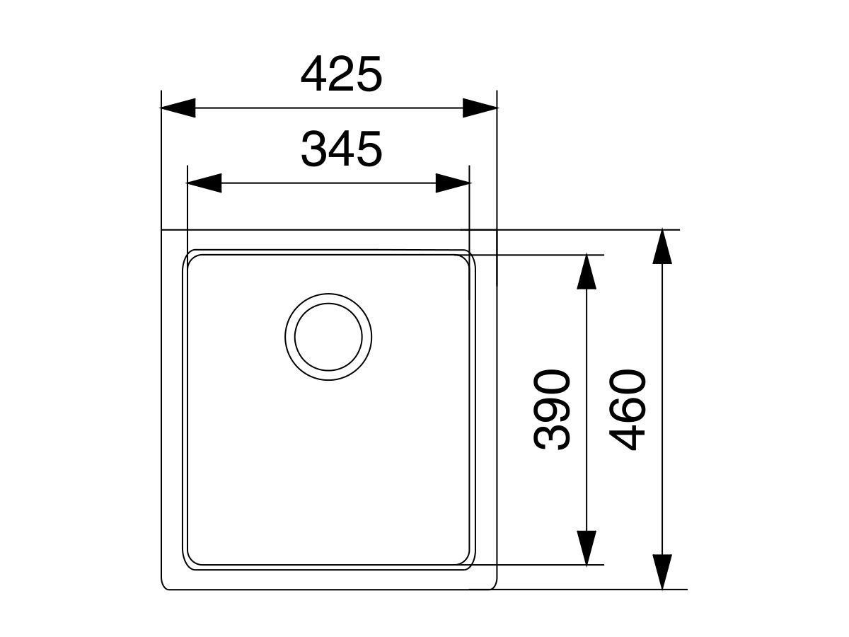 Franke Impact Granite IMG11036 Single Bowl Undermount Sink Only Polar