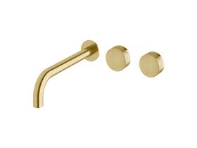 Milli Pure Wall Basin Hostess System 250mm Right Hand with Diamond Textured Handles PVD Brushed Gold (3 Star)