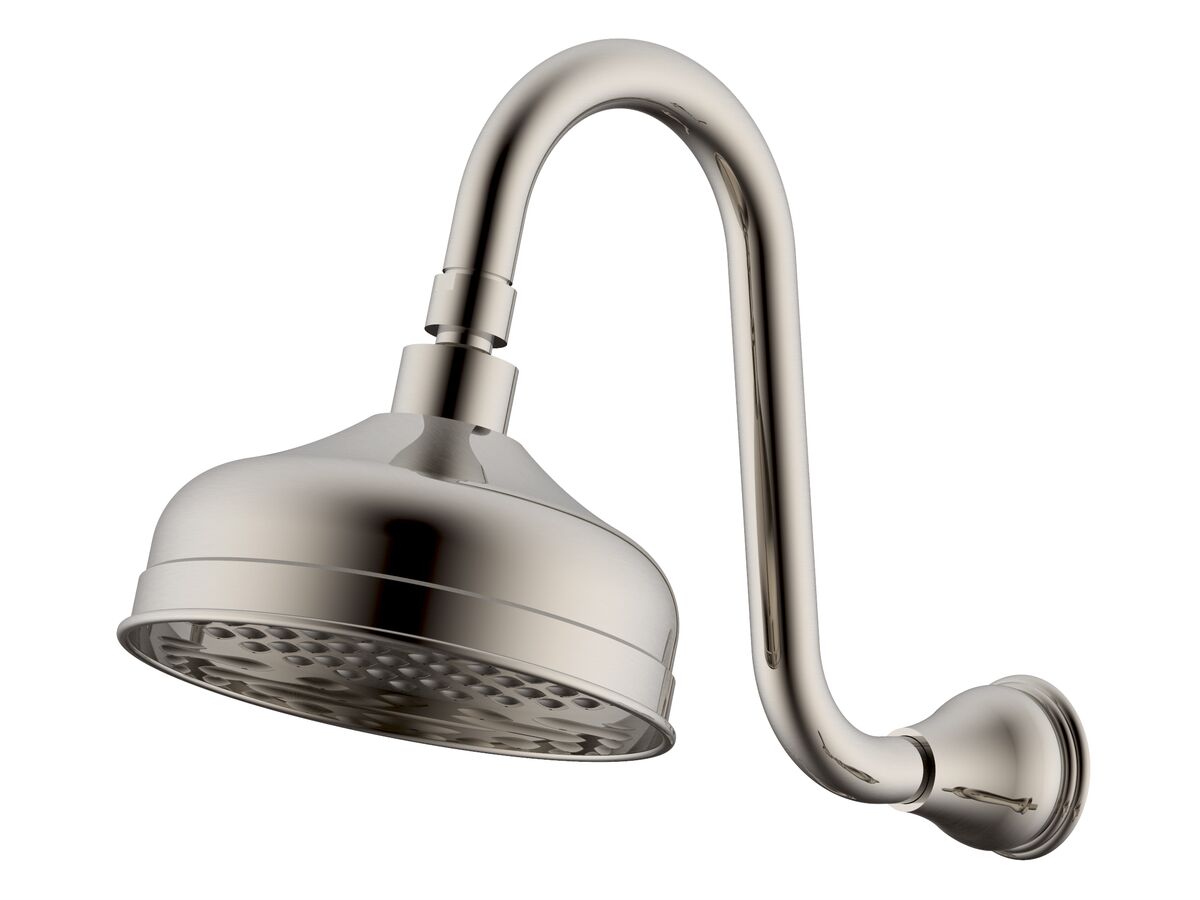 Milli Voir Gooseneck Shower Arm & Rose Brushed Nickel (3 Star) from Reece