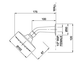 Posh Solus MKII Wall Shower & Fixed Arm 1 Function Chrome (3 Star)
