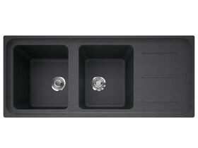 Franke Impact Granite Reversible Double Bowl Sink Only with Drainer Reversible No Taphole Black Onyx