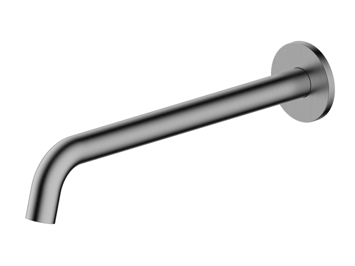Mizu Drift Wall Basin/Bath Outlet Curve Spout 300 Brushed Gunmetal (6 Star)