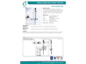 Specification Sheet - 4 Star Matte Black Shwr Twin Rail with Handset, Hose and Elbow