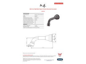 Specification Sheet - Milli Voir Wall Bath Spout 150mm Brushed Gunmetal