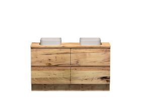 Kado Arc Timber Double Drawer with Kick 1500 Double Bowl Vanity Timber 32mm Top
