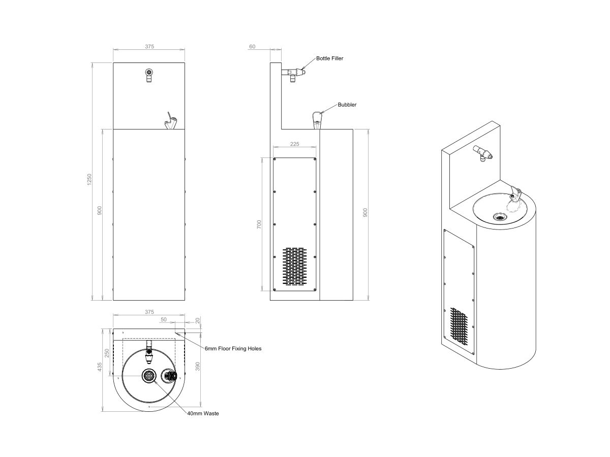 Britex Free Standing Drinking Fountain Stainless Steel