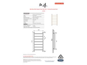 Specification Sheet - Milli Mood Edit Heated Towel Rail 500 x 1100mm Brushed Gold