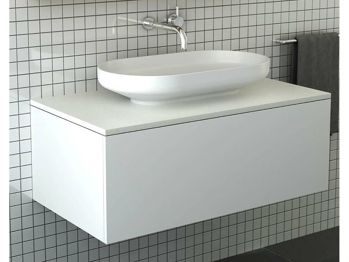 Venice 1000 Wall Hung White Vanity with Caesarstone Snow Top