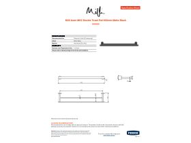 Specification Sheet - Milli Axon MK2 Double Towel Rail 600mm Matte Black