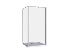 Base MKII Shower Screen & Shower Base with Rear Outlet 1000mm x 1000mm White & Chrome