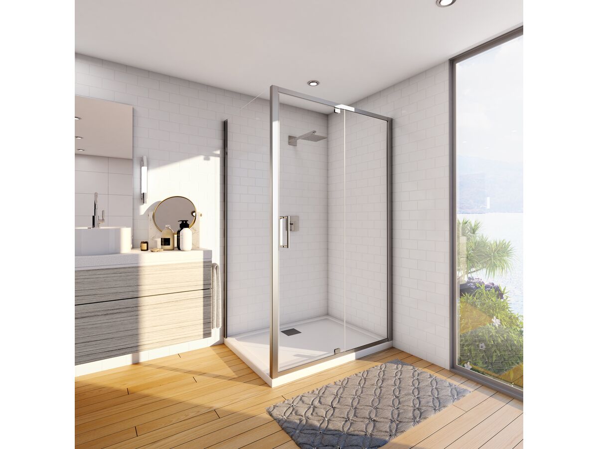Posh Bristol Luna Shower Base & Shower Screen with Rear Outlet 1200mm x