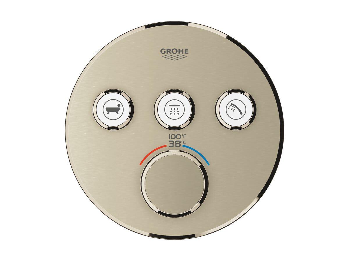 GROHE SmartControl Concealed Thermostat 3 Button Round Brushed Nickel
