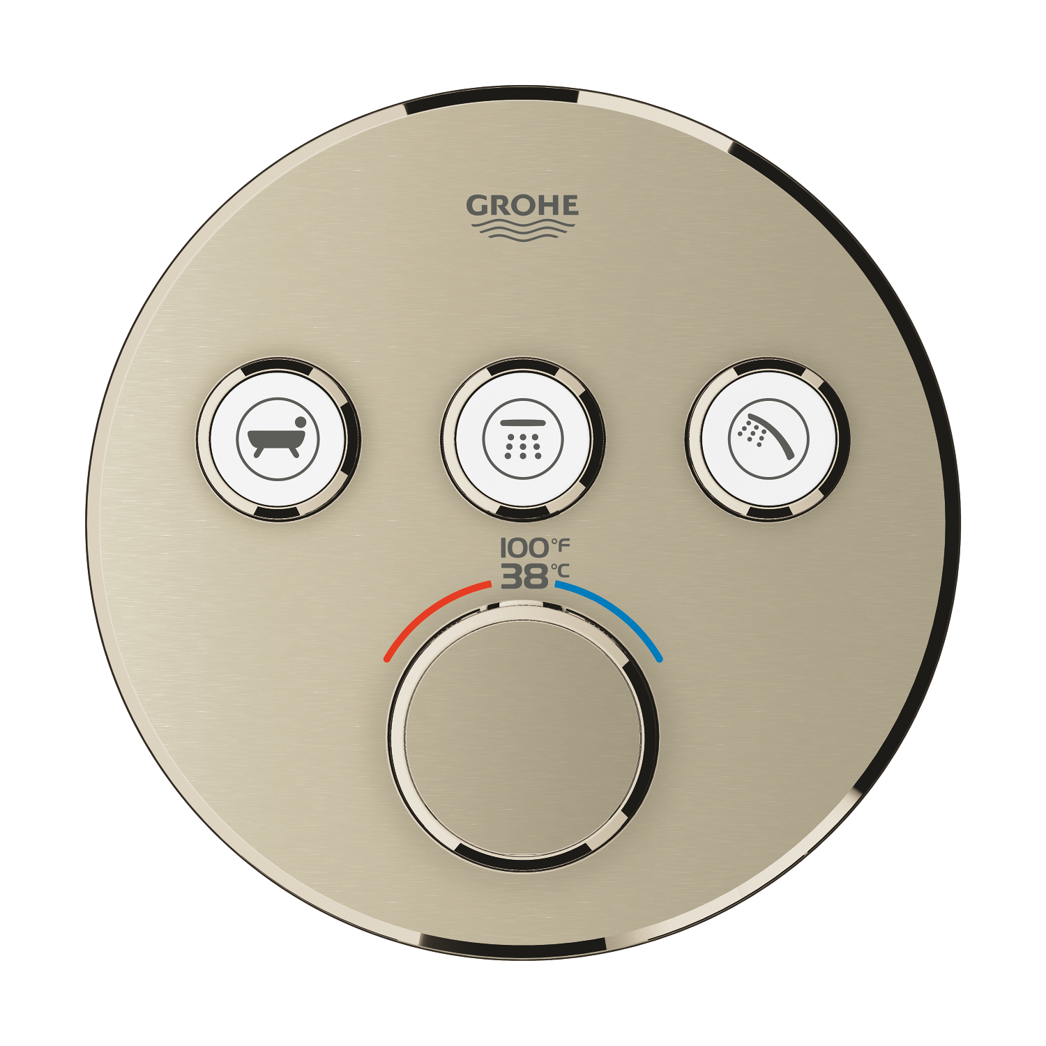 GROHE Smart Control Concealed Thermostat 3 Button Round Brushed Nickel