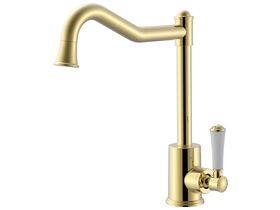 Posh Canterbury English Sink Mixer with Porcelain Handle Lever Brass Gold (4 Star)