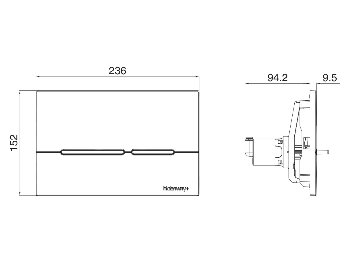 Hideaway+ Thin Button/ Plate Inwall ABS Chrome