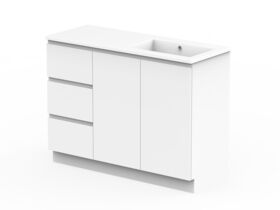 Posh Domaine Conventional 1200mm Single Bowl Floor Mounted Vanity Unit Cast Marble Top Right Hand Basin