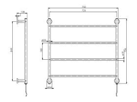 Phoenix Gen X Heated Towel Ladder 750mm x 700mm Chrome