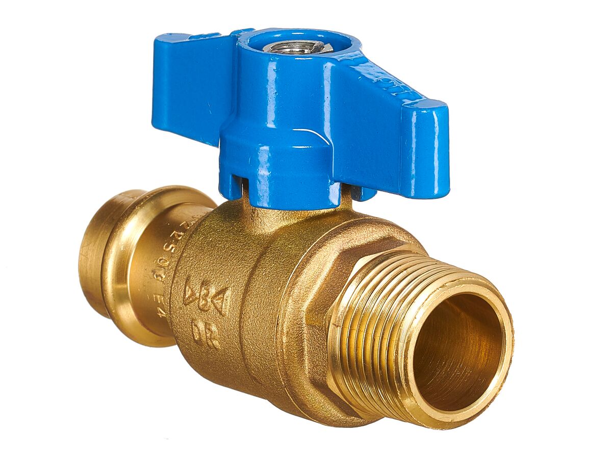 B-Press Ball Valve Water T-Handle Copper DN20 x Male BSP 3/4"