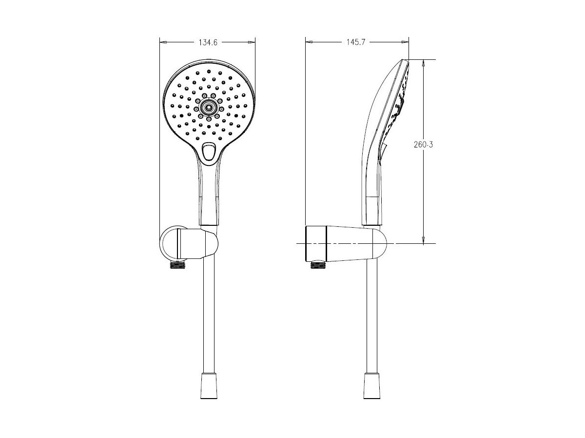 Posh Domaine Handshower with Water Inlet Wall Bracket 3 Functions