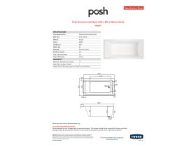 Specification Sheet - Posh Domaine Inset Bath 1690 x 800 x 500mm White